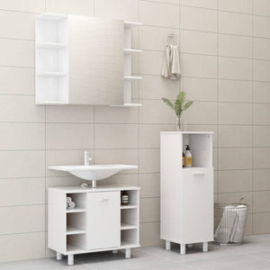 Set Mobili da Bagno 3 pz Bianco Lucido in Truciolato cod mxl 25014