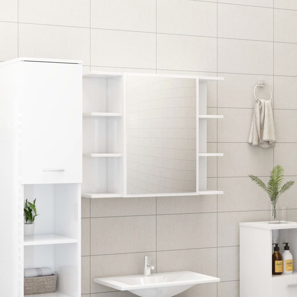 Set Mobili da Bagno 3 pz Bianco Lucido in Truciolato cod mxl 25020