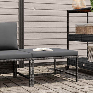 Poggiapiedi Modulare con Cuscino in Polyrattan Grigio 313495