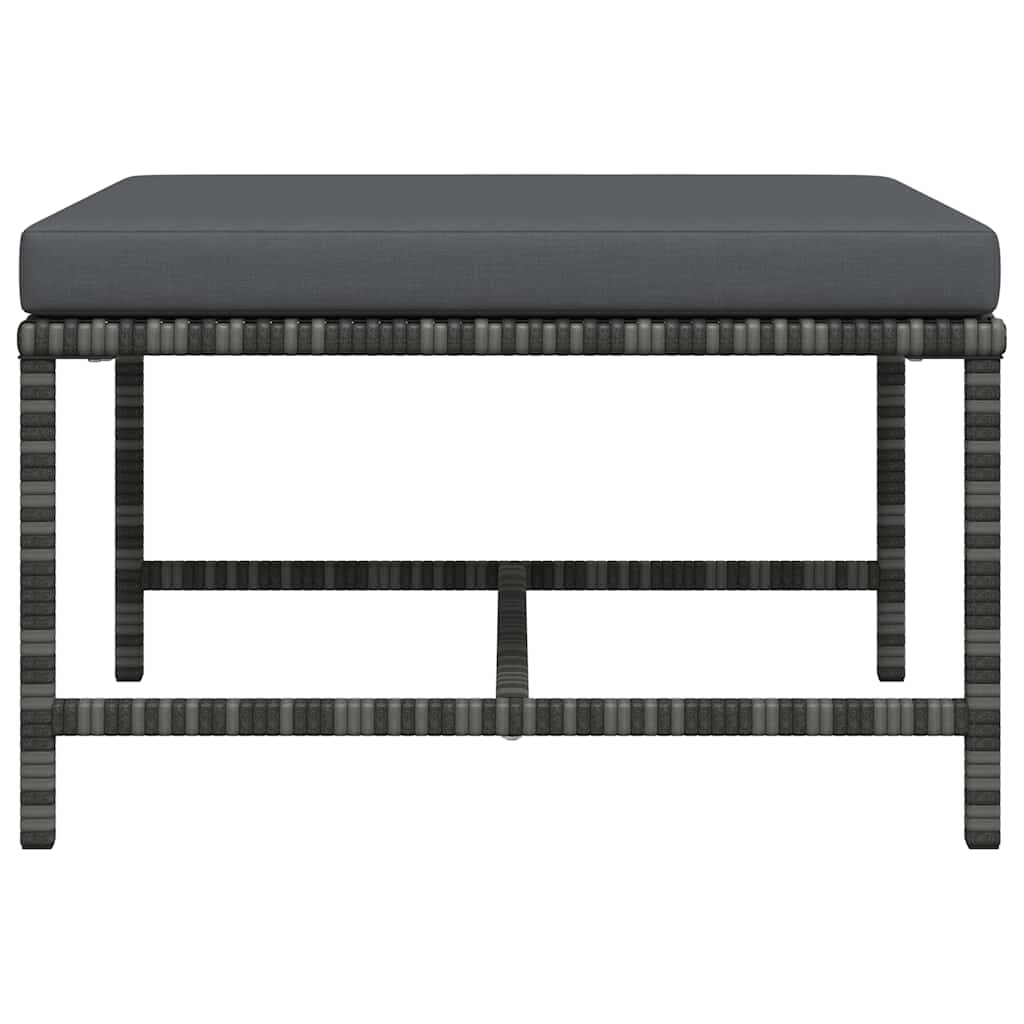 Poggiapiedi Modulare con Cuscino in Polyrattan Grigio 313495