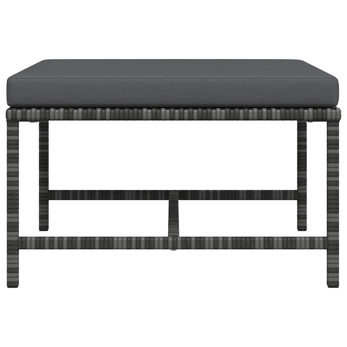 Poggiapiedi Modulare con Cuscino in Polyrattan Grigio 313495