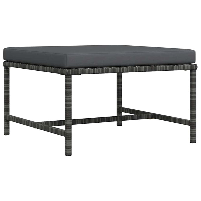 Poggiapiedi Modulare con Cuscino in Polyrattan Grigio 313495