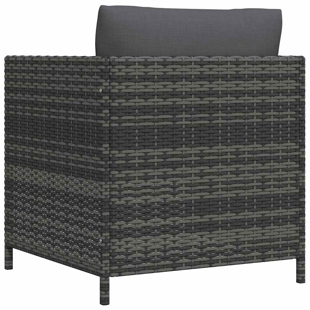 Divano da Giardino con Cuscini Grigio in Polyrattan 313496