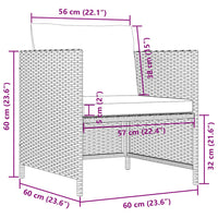 Divano da Giardino con Cuscini Grigio in Polyrattan 313496