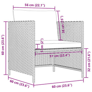 Divano da Giardino con Cuscini Grigio in Polyrattan 313496