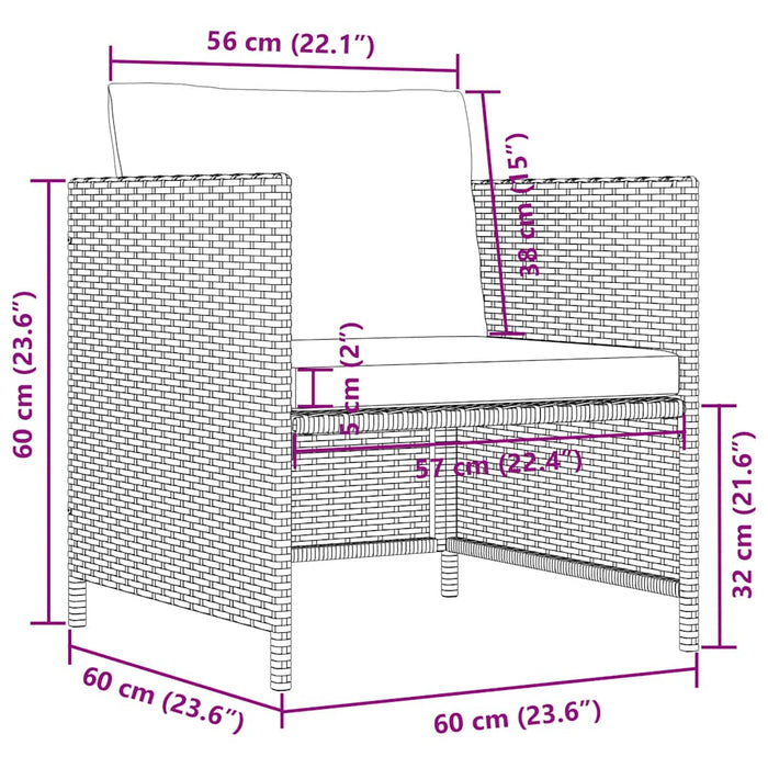 Divano da Giardino con Cuscini Grigio in Polyrattan 313496