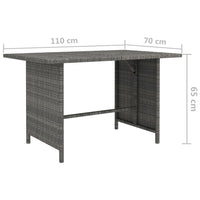 Tavolo da Pranzo da Giardino Grigio 110x70x65 cm in Polyrattan cod mxl 70459