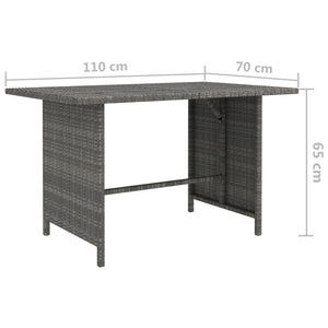 Tavolo da Pranzo da Giardino Grigio 110x70x65 cm in Polyrattan cod mxl 70459