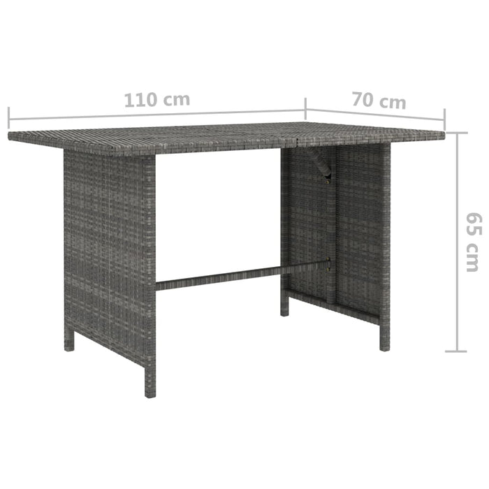 Tavolo da Pranzo da Giardino Grigio 110x70x65 cm in Polyrattan cod mxl 70459