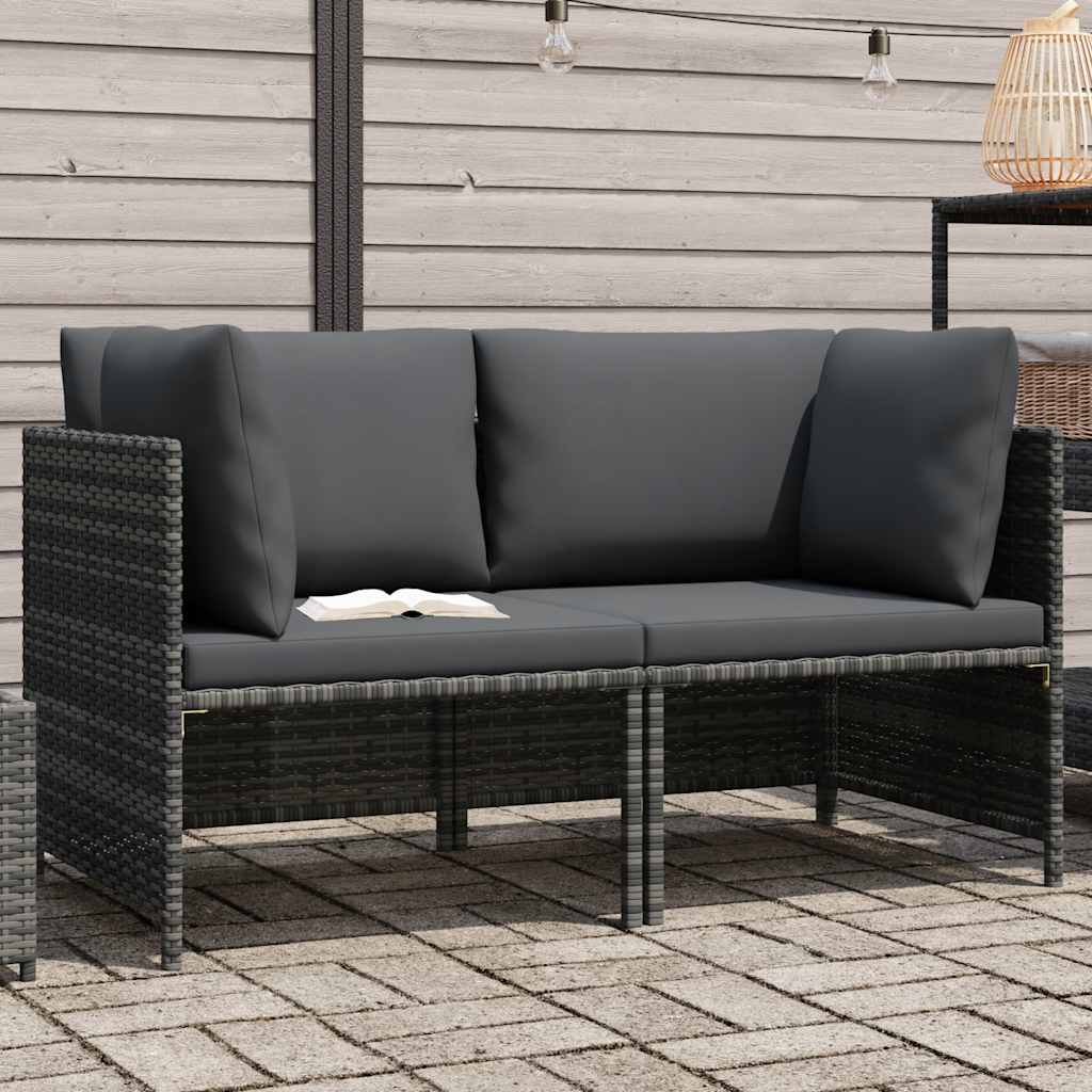 Divano da Giardino a 2 Posti con Cuscini in Polyrattan Grigio 313498