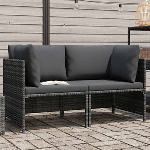 Divano da Giardino a 2 Posti con Cuscini in Polyrattan Grigio 313498