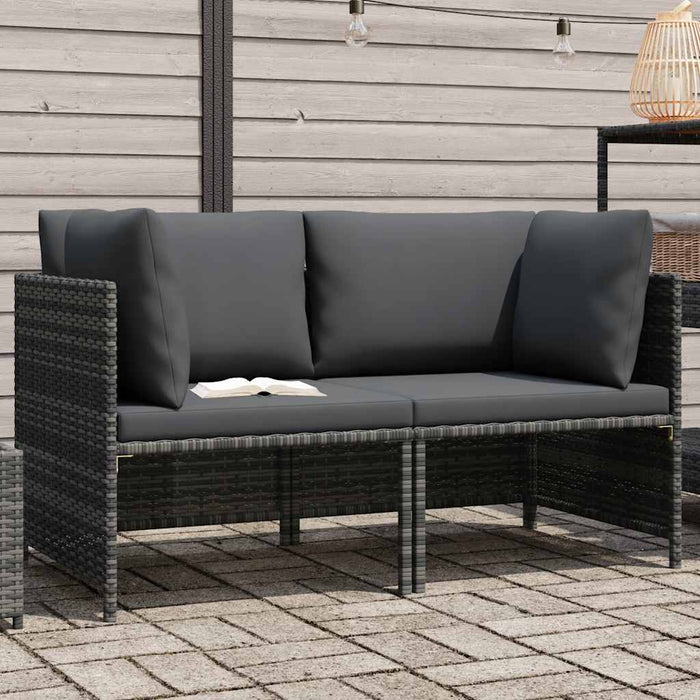 Divano da Giardino a 2 Posti con Cuscini in Polyrattan Grigio 313498