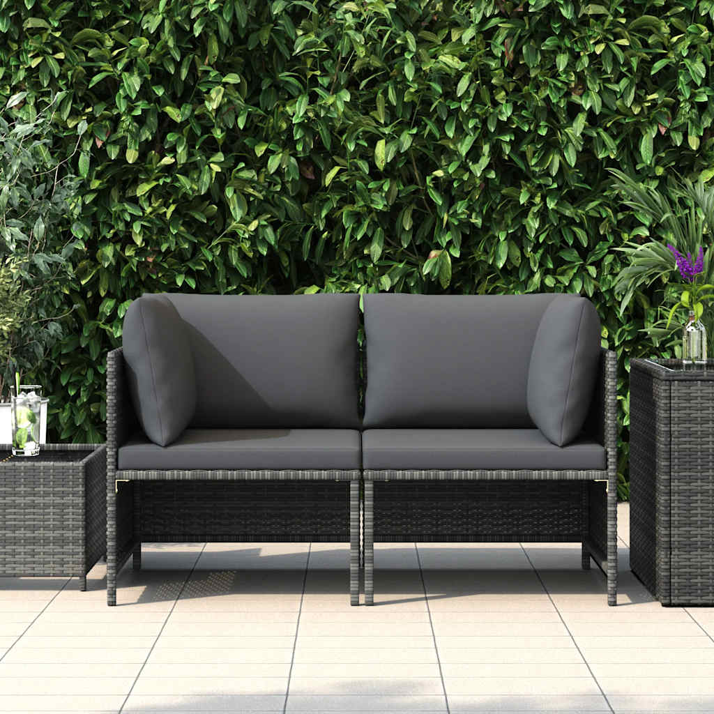 Divano da Giardino a 2 Posti con Cuscini in Polyrattan Grigio 313498