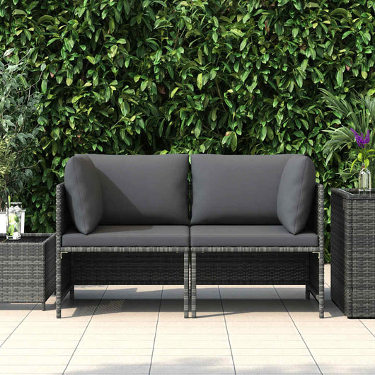 Divano da Giardino a 2 Posti con Cuscini in Polyrattan Grigio 313498