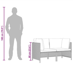 Divano da Giardino a 2 Posti con Cuscini in Polyrattan Grigio 313498