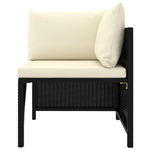 Divano ad Angolo Modulare con Cuscini in Polyrattan Nero 313507
