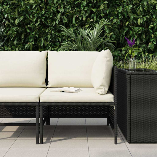 Divano ad Angolo Modulare con Cuscini in Polyrattan Nero 313507
