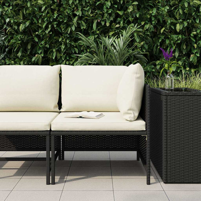 Divano ad Angolo Modulare con Cuscini in Polyrattan Nero 313507