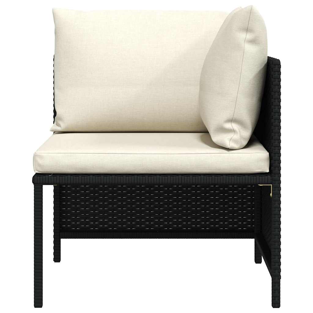 Divano ad Angolo Modulare con Cuscini in Polyrattan Nero 313507