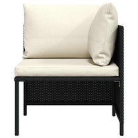 Divano ad Angolo Modulare con Cuscini in Polyrattan Nero 313507