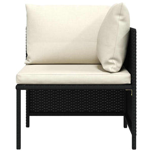 Divano ad Angolo Modulare con Cuscini in Polyrattan Nero 313507