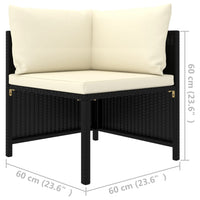 Divano ad Angolo Modulare con Cuscini in Polyrattan Nero cod mxl 61585
