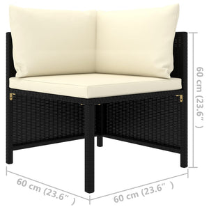 Divano ad Angolo Modulare con Cuscini in Polyrattan Nero cod mxl 61585