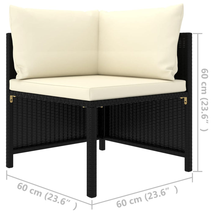 Divano ad Angolo Modulare con Cuscini in Polyrattan Nero 313507