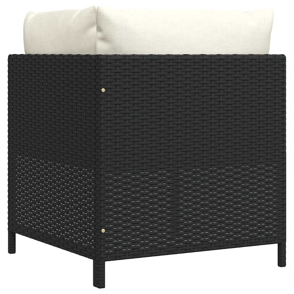 Divano ad Angolo Modulare con Cuscini in Polyrattan Nero 313507