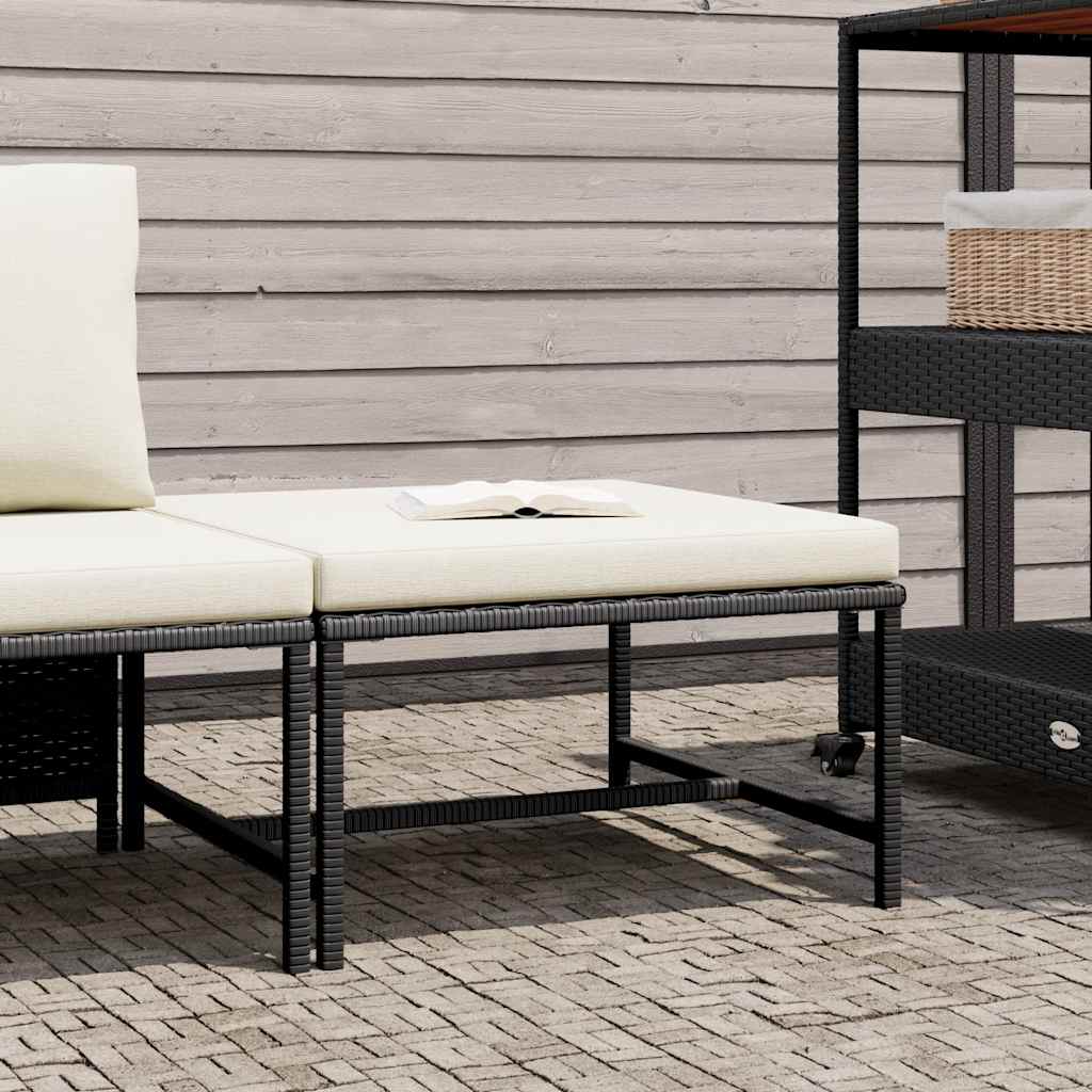 Poggiapiedi Modulare con Cuscino in Polyrattan Nero 313509