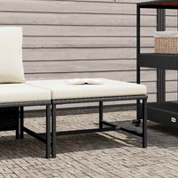Poggiapiedi Modulare con Cuscino in Polyrattan Nero 313509