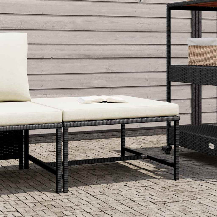 Poggiapiedi Modulare con Cuscino in Polyrattan Nero 313509