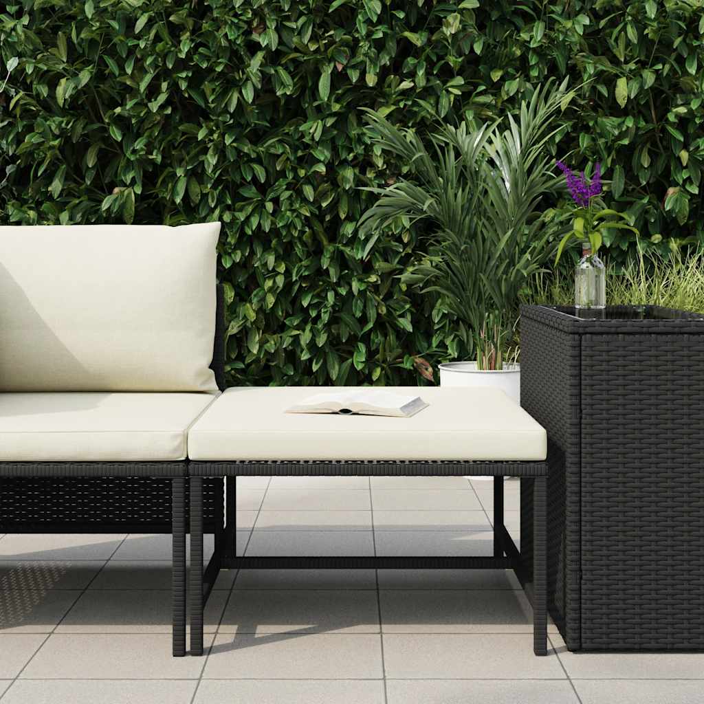 Poggiapiedi Modulare con Cuscino in Polyrattan Nero 313509