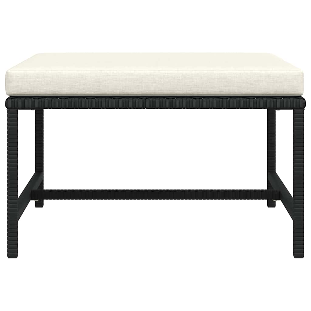 Poggiapiedi Modulare con Cuscino in Polyrattan Nero 313509