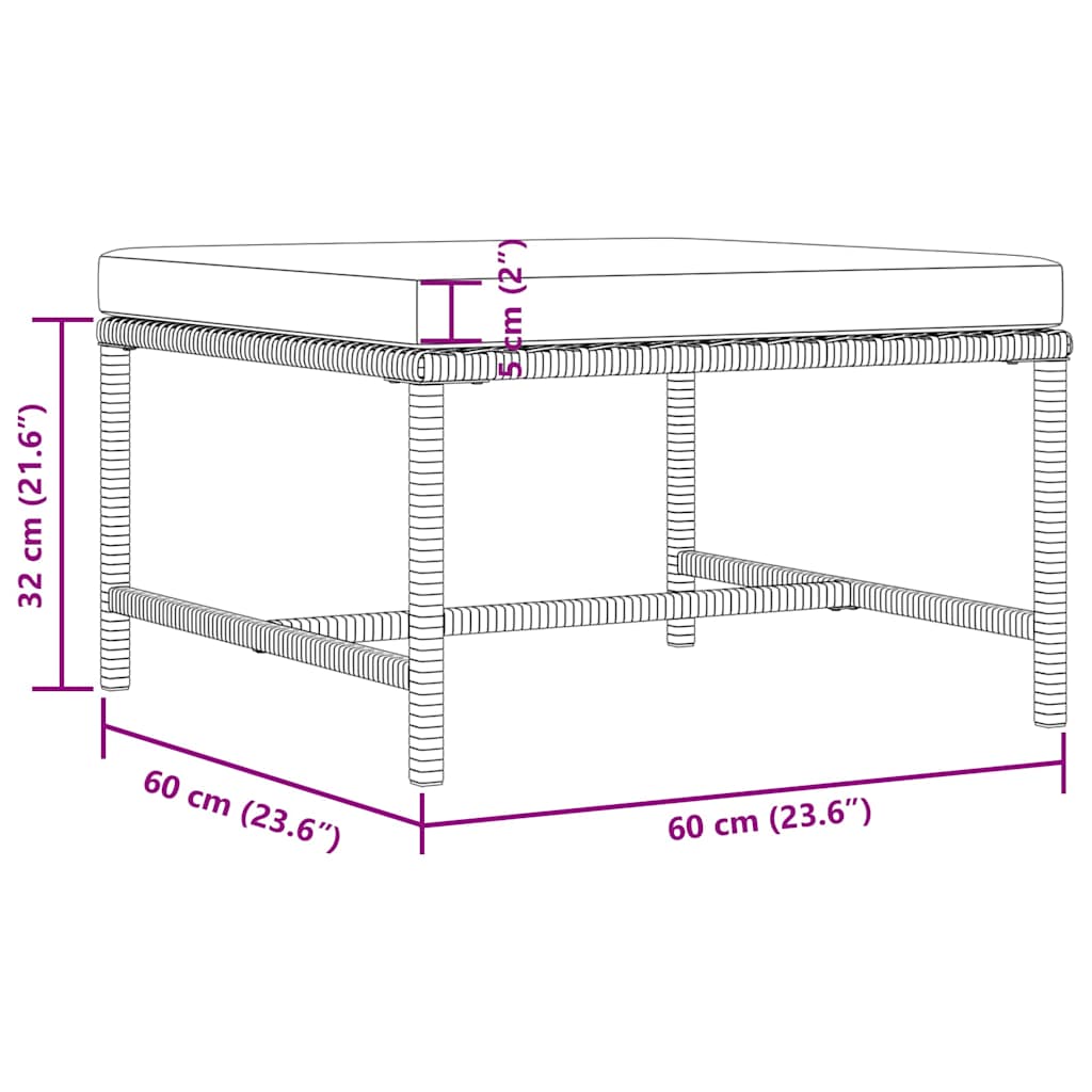 Poggiapiedi Modulare con Cuscino in Polyrattan Nero 313509