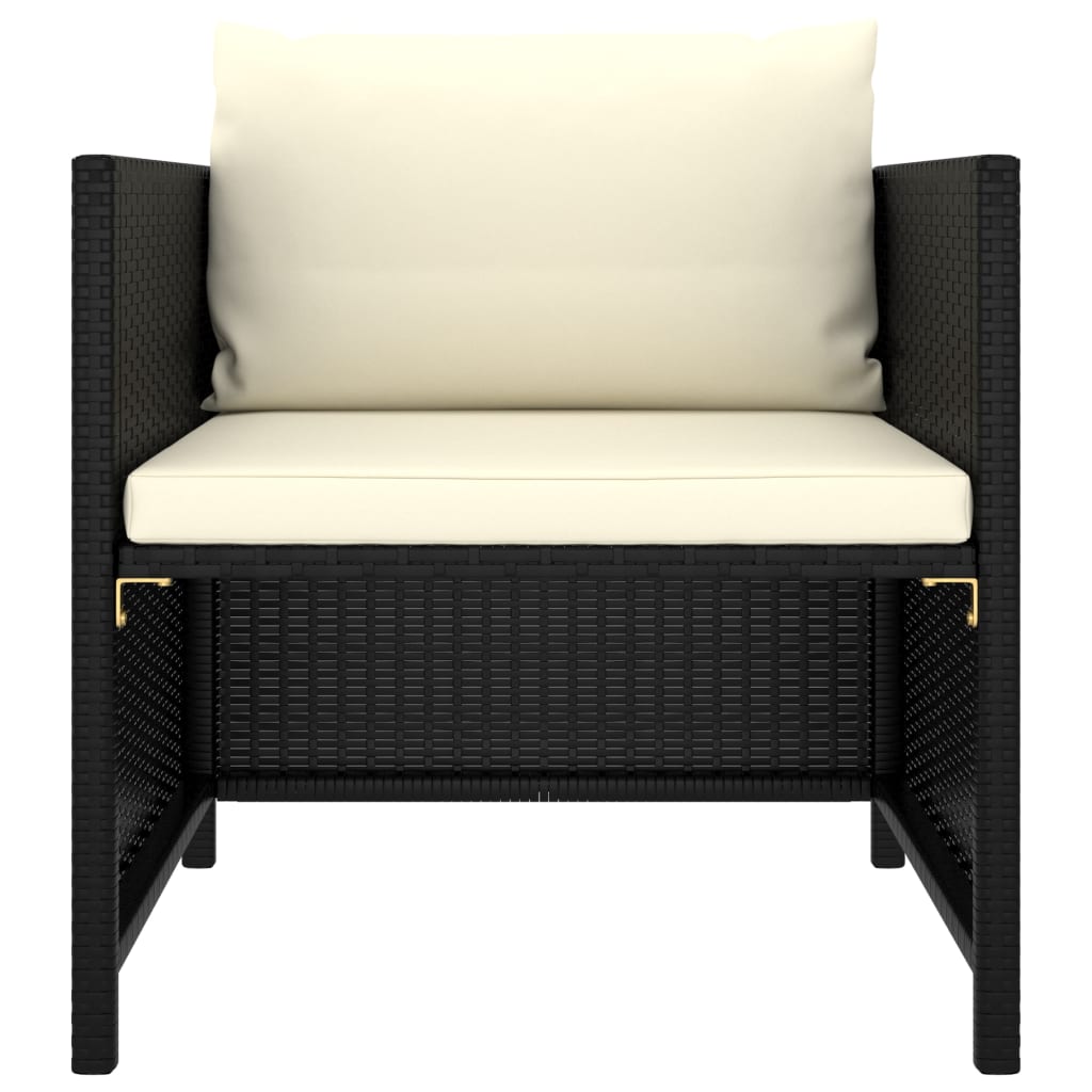 Poltrona da Giardino con Cuscini in Polyrattan Nero 313510