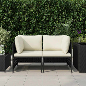 Divano da Giardino a 2 Posti con Cuscini Nero in Polyrattan 313512