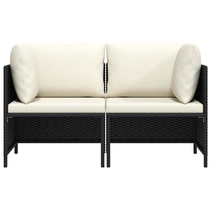 Divano da Giardino a 2 Posti con Cuscini Nero in Polyrattan 313512