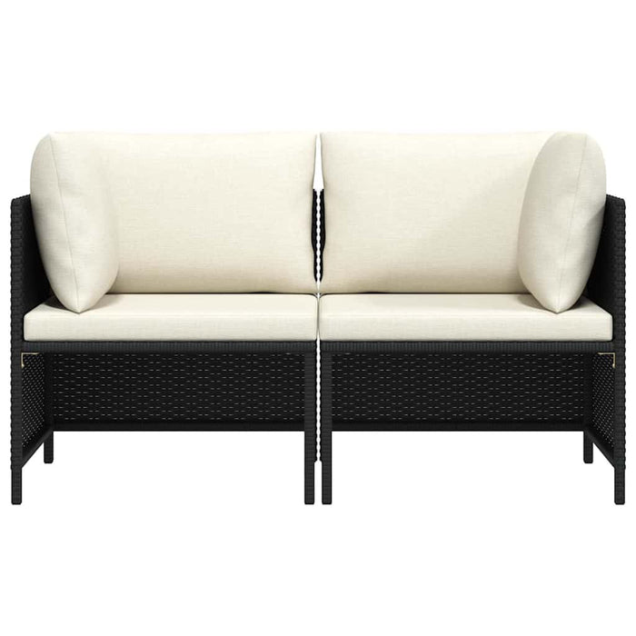 Divano da Giardino a 2 Posti con Cuscini Nero in Polyrattan 313512