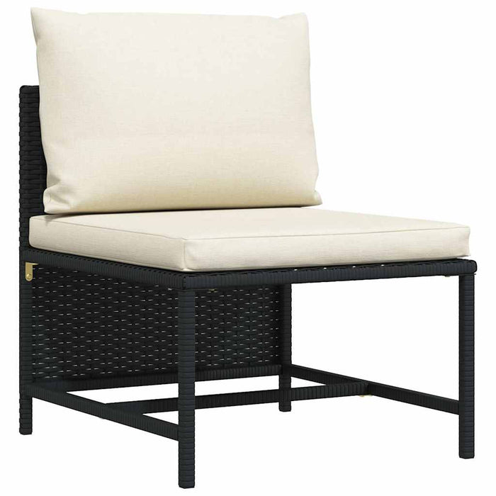 Divano da Giardino a 3 Posti con Cuscini in Polyrattan Nero 313513
