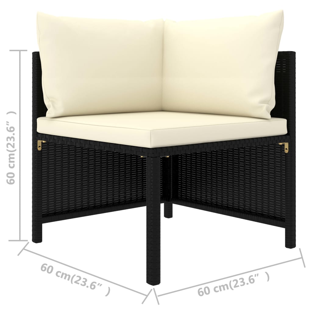 Divano da Giardino a 3 Posti con Cuscini in Polyrattan Nero 313513