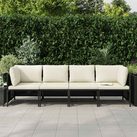 Divano da Giardino a 4 Posti con Cuscini Nero in Polyrattan 313515