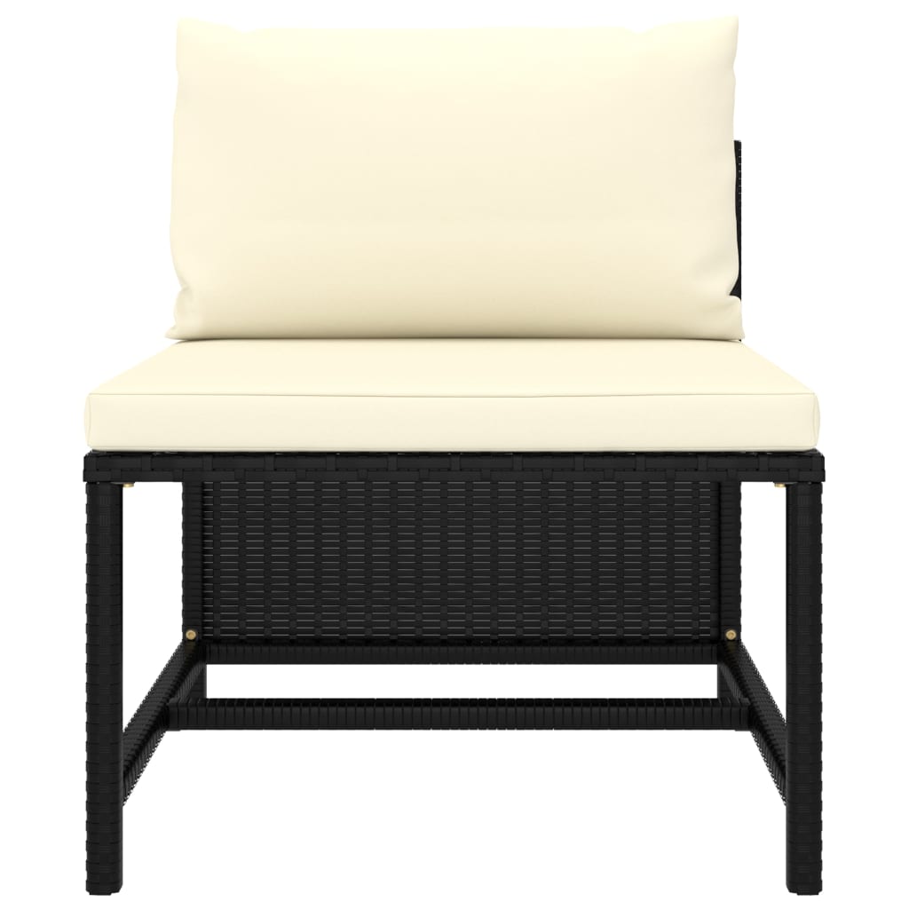 Divano da Giardino a 4 Posti con Cuscini Nero in Polyrattan cod mxl 70670