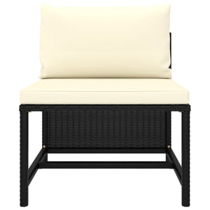 Divano da Giardino a 4 Posti con Cuscini Nero in Polyrattan cod mxl 70670