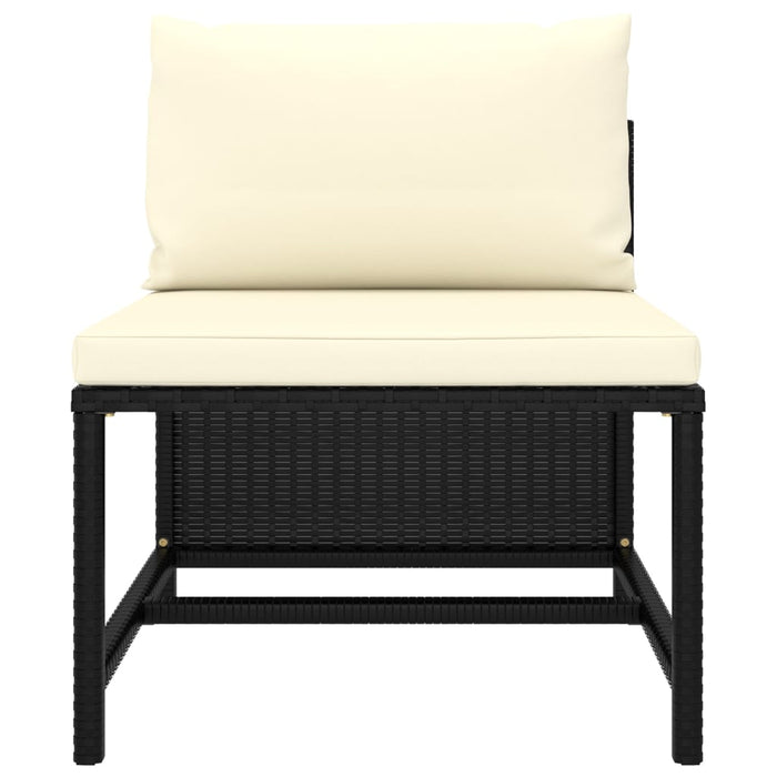 Divano da Giardino a 4 Posti con Cuscini Nero in Polyrattan cod mxl 70670