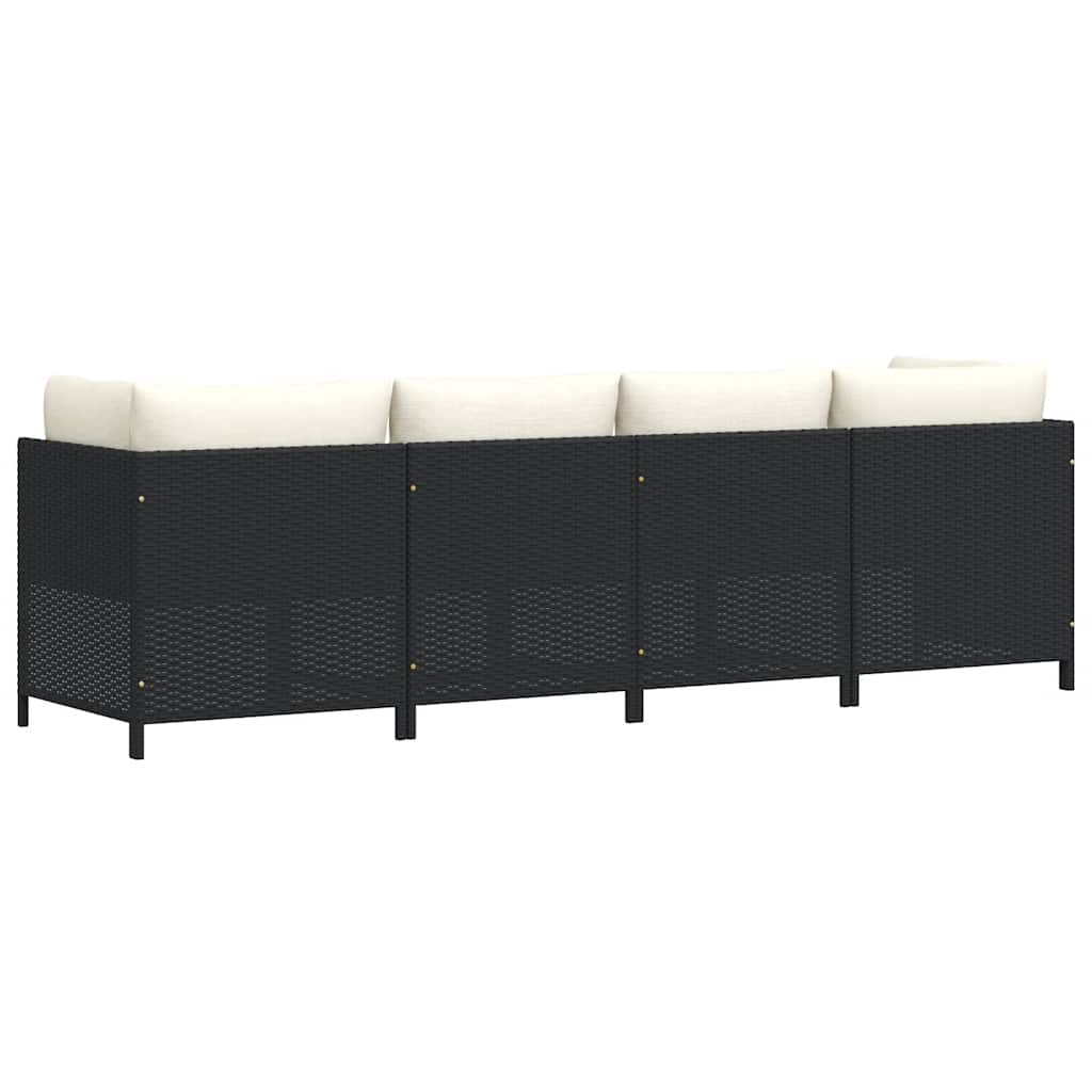 Divano da Giardino a 4 Posti con Cuscini Nero in Polyrattan 313515