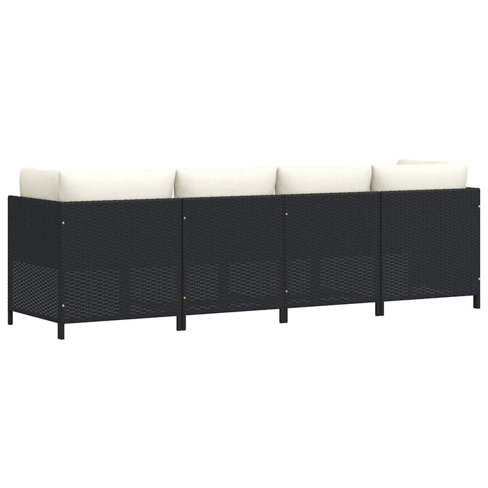 Divano da Giardino a 4 Posti con Cuscini Nero in Polyrattan 313515