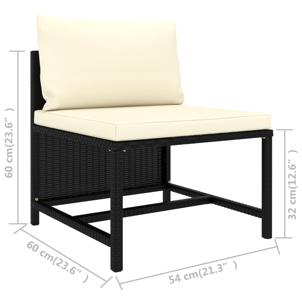 Divano da Giardino a 4 Posti con Cuscini Nero in Polyrattan cod mxl 70670