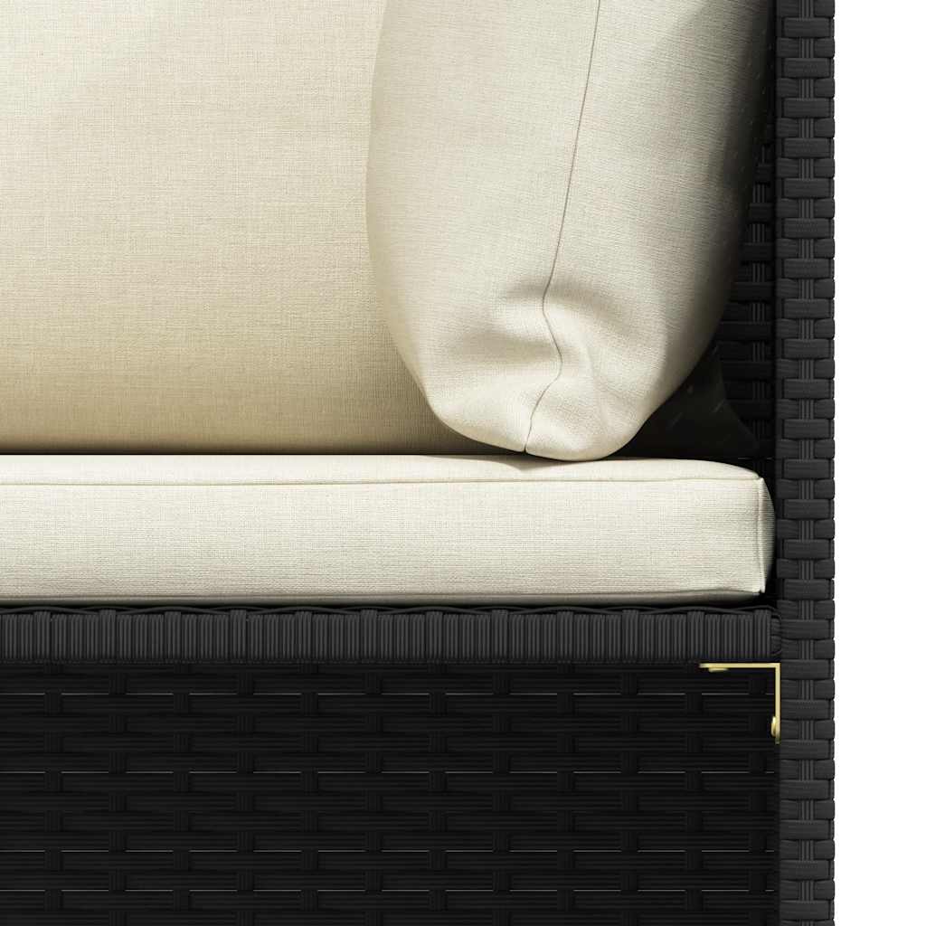 Divano da Giardino a 4 Posti con Cuscini Nero in Polyrattan 313515