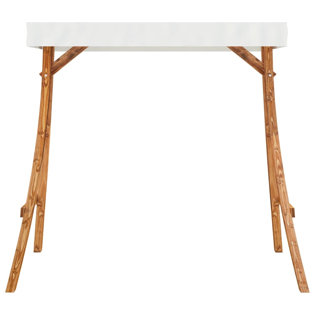 Altalena con Tetto Crema Legno Massello Ricurvo Finitura in Teak 313937